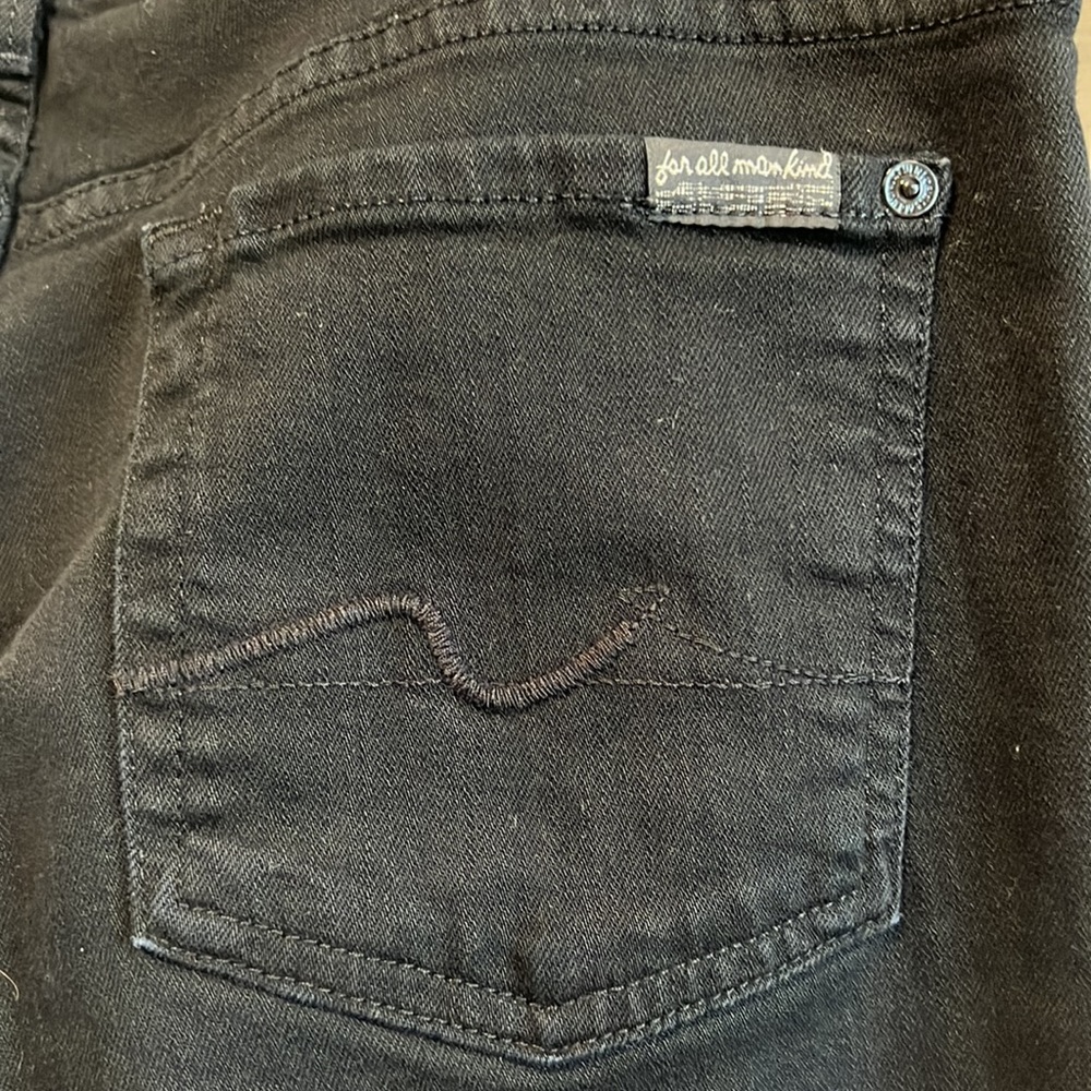 7 For All Mankind Mid-Rise Black Straight Leg Jeans, 30 - Picture 8 of 11